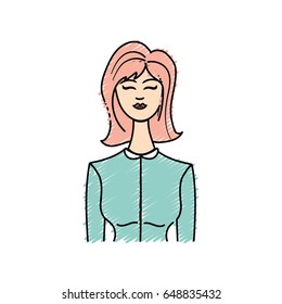 cute woman with hairstyle and elegant blouse