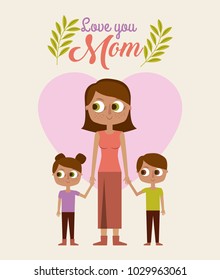 cute woman holding childs love you mom