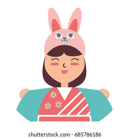 Cute woman japanese cartoon