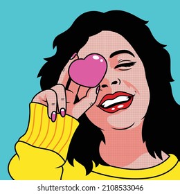 Cute woman with love vector. Symbol icon concept isolated premium vector