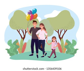 cute woman and man with their cute daughter