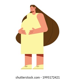 cute woman pregnancy standing character