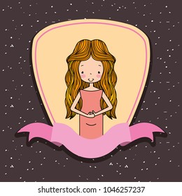 cute woman pregnant in label ribbon decoration