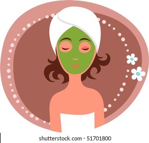 Cute woman receiving a facial mask treatment