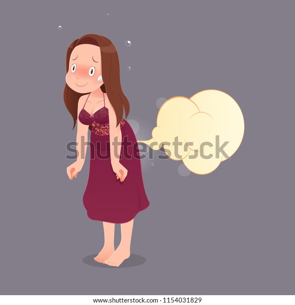 Cute Woman Red Nightgown Farting Blank Stock Vector Royalty Free 