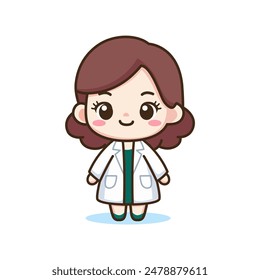 cute woman smart scientist cartoon character vector illustration template design