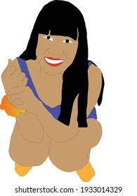 A cute woman smiling in a swimsuit