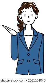 Cute woman in suit showing receptionist with smile Vector illustration
