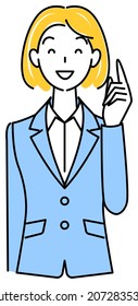 Cute woman in a suit smiling with a good idea illustration vector