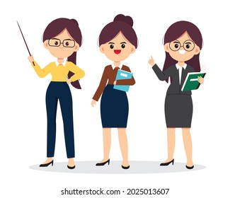 Cute woman teacher character cartoon art illustration