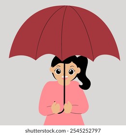 Cute Woman under umbrella illustration