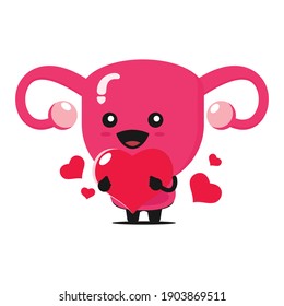 Cute womb cartoon with heart symbol