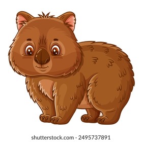 Cute wombat bear australian Tasmania wild animal. Funny baby vombatus marsupial herbivore mammal cartoon character. Small aussie rodent. New Zealand native fauna. Exotic tropical jungle beast. Vector