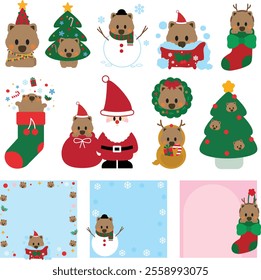 Cute wombat Christmas art, Adorable Christmas wombat