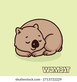 lindo Wombat acurrucado durmiendo como un rollo de canela