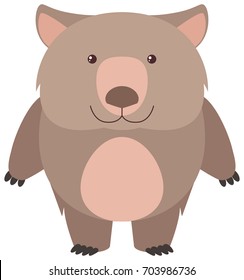 Cute Wombat With Happy Face Illustration