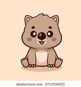 Süße Wombat sitzende Cartoon-Vektorsymbol-Illustration. Tier Natur Icon Konzept isolierte Premium-Vektor. Flacher Cartoon-Stil