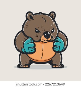 Cute Wombat Vector Logo Icon Sports Mascot flat illustration