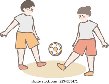 Cute  women playing soccer illustration