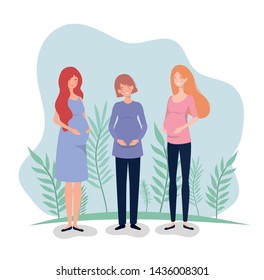 cute women pregnancy in the landscape