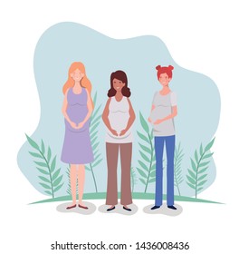 cute women pregnancy in the landscape