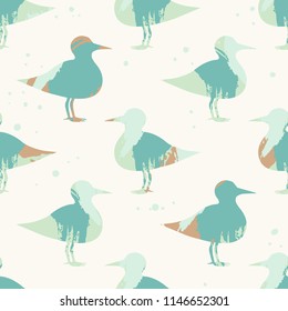 Cute woodcock. Vector seamless pattern
