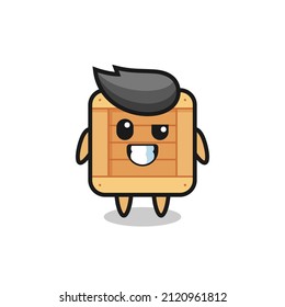 cute wooden box mascot with an optimistic face , cute style design for t shirt, sticker, logo element