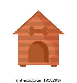 cute wooden dog house on white background