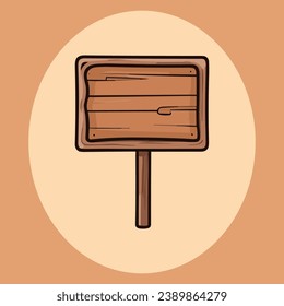 Cute wooden sign vector illustration