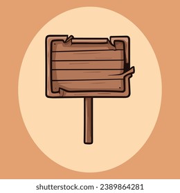 Cute wooden sign vector illustration