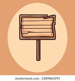 Cute wooden sign vector illustration