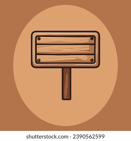 Cute wooden sign vector illustration