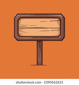 Cute wooden sign vector illustration