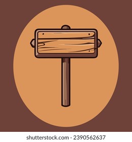 Cute wooden sign vector illustration