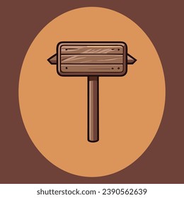 Cute wooden sign vector illustration