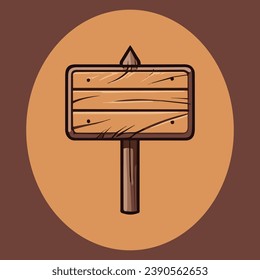 Cute wooden sign vector illustration