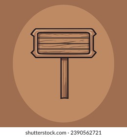 Cute wooden sign vector illustration