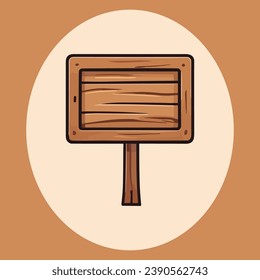 Cute wooden sign vector illustration
