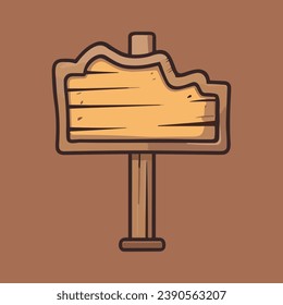 Cute wooden sign vector illustration