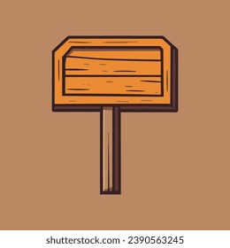 Cute wooden sign vector illustration