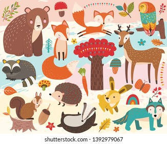 Cute Woodland Animal Element Set