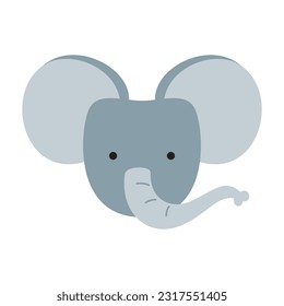 Cute woodland animals heads isolated on white. Forest critters graphic. Cartoon character faces vector illustrations.