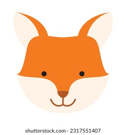 Cute woodland animals heads isolated on white. Forest critters graphic. Cartoon character faces vector illustrations.