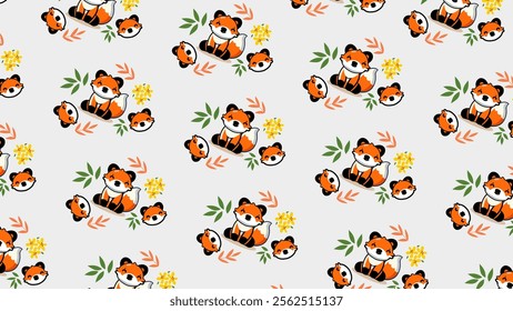 Cute Woodland Animals pattern background. Childish Cartoon Animals illustration pattern. Cartoon Animals background. Perfect for fabrics, print, textile, wallpaper, and decor. SSTKbackgrounds 