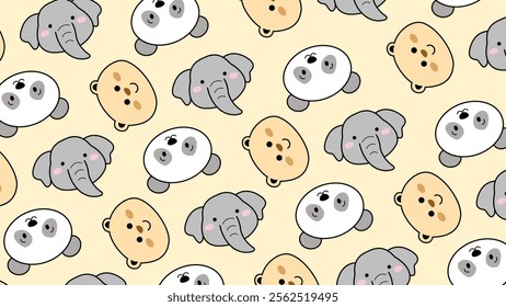 Cute Woodland Animals pattern background. Childish Cartoon Animals illustration pattern. Cartoon Animals background. Perfect for fabrics, print, textile, wallpaper, and decor. SSTKbackgrounds 