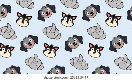 Cute Woodland Animals pattern background. Childish Cartoon Animals illustration pattern. Cartoon Animals background. Perfect for fabrics, print, textile, wallpaper, and decor. SSTKbackgrounds 