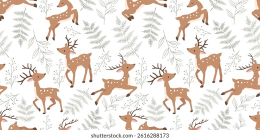 Cute woodland animals seamless patterns and wallpaper
