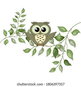 Cute woodland forest animal owl. Vector illustration EPS10
