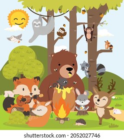 Personaje de dibujos animados de animales de bosque de bosque de Cute 