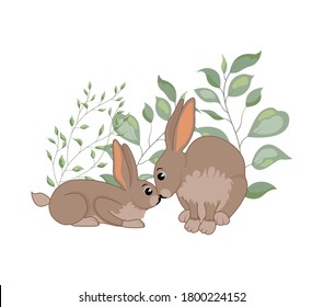 Cute woodland forest animals rabbit. Great for baby shower and kids design